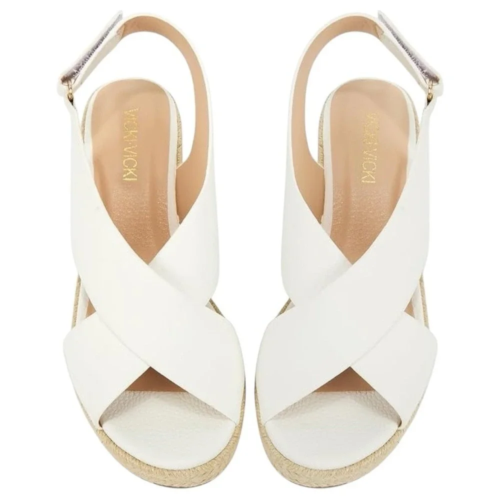 VICKI VICKI Platform Espadrille Wedge Sandals Size 10 White Summer Boho‎ New